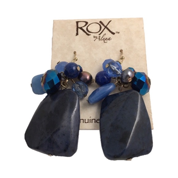 ROX by Alexa Blue Genuine Gemstone Earrings - Picture 1 of 5